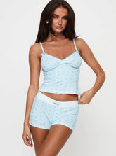 Lullabies Pointelle Sleep Shorts Blue